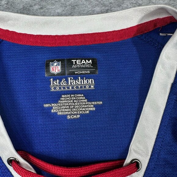 NFL Team Apparel Womens S New York Giants Blue Sequin Lace-Up Shirt - Picture 4 of 7